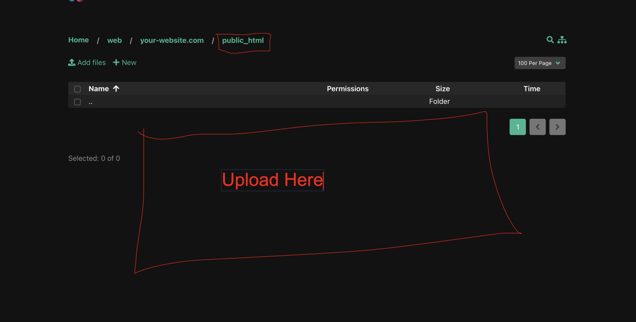 Upload files screenshot